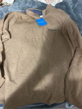 Columbia Tan Brown Quarter-Zip Crew Neck